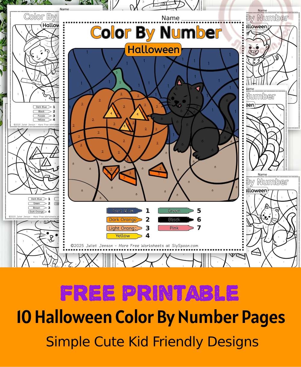 10 Free Printable Halloween Themed Color By Number Worksheets For 