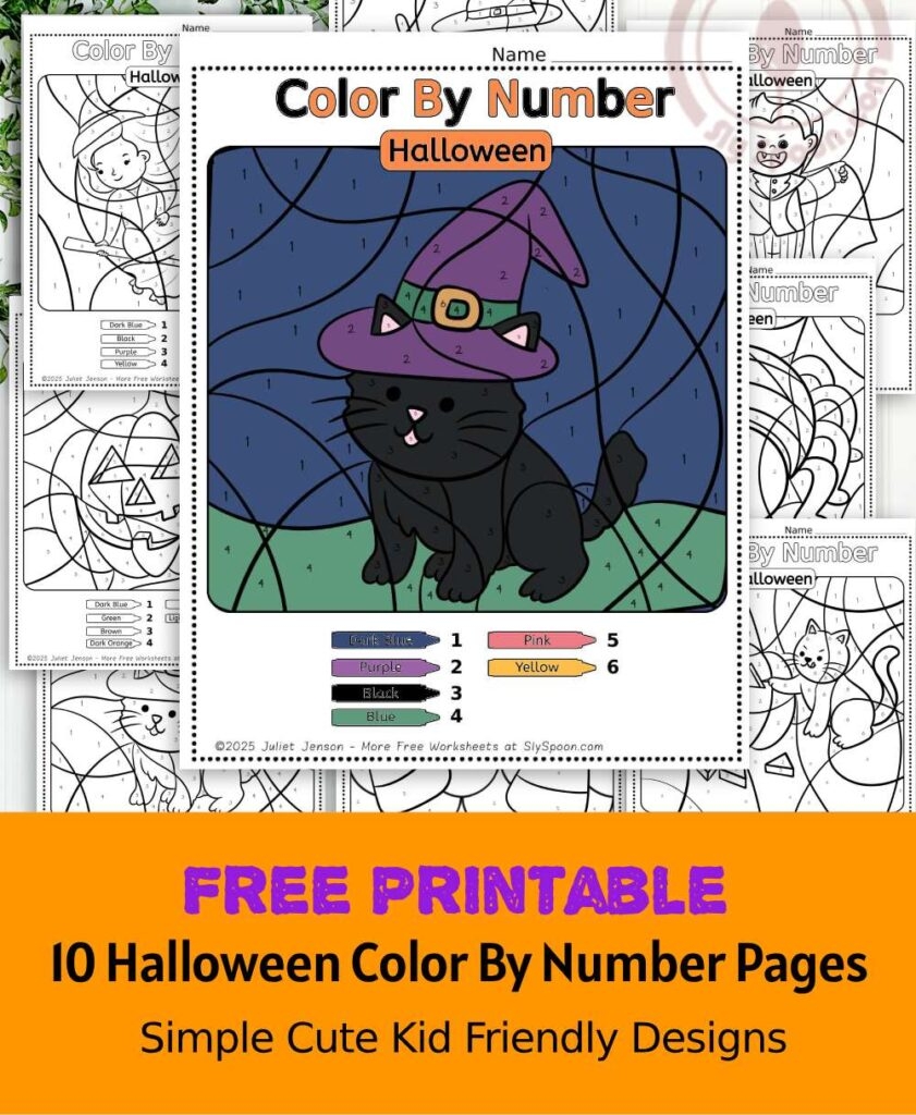 10 Free Printable Halloween Themed Color By Number Worksheets For