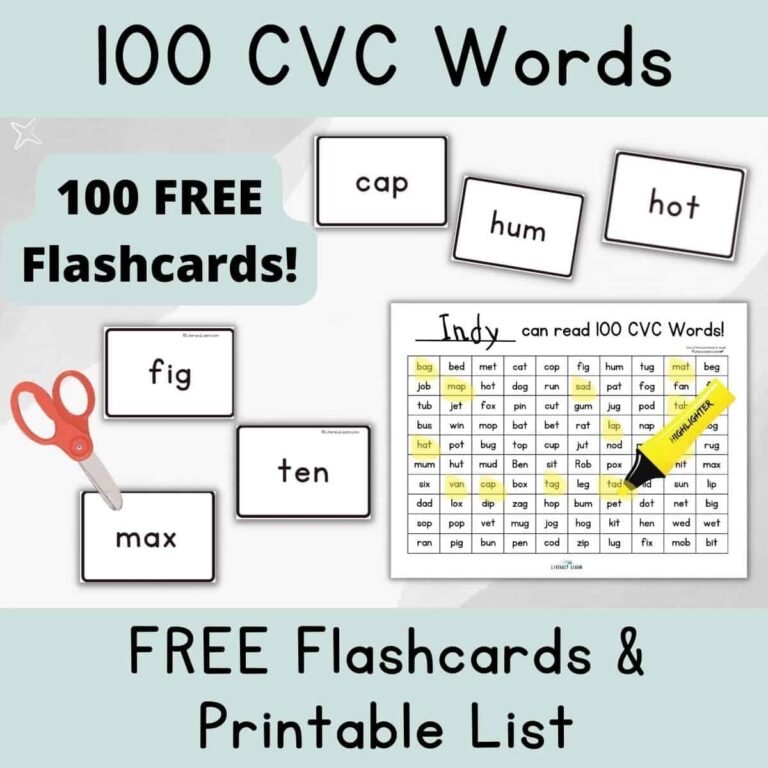 100 Free Printable CVC Words Chart U0026 Cards Literacy Learn