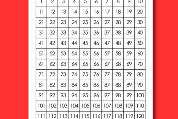 120 Chart Free Printable PDF