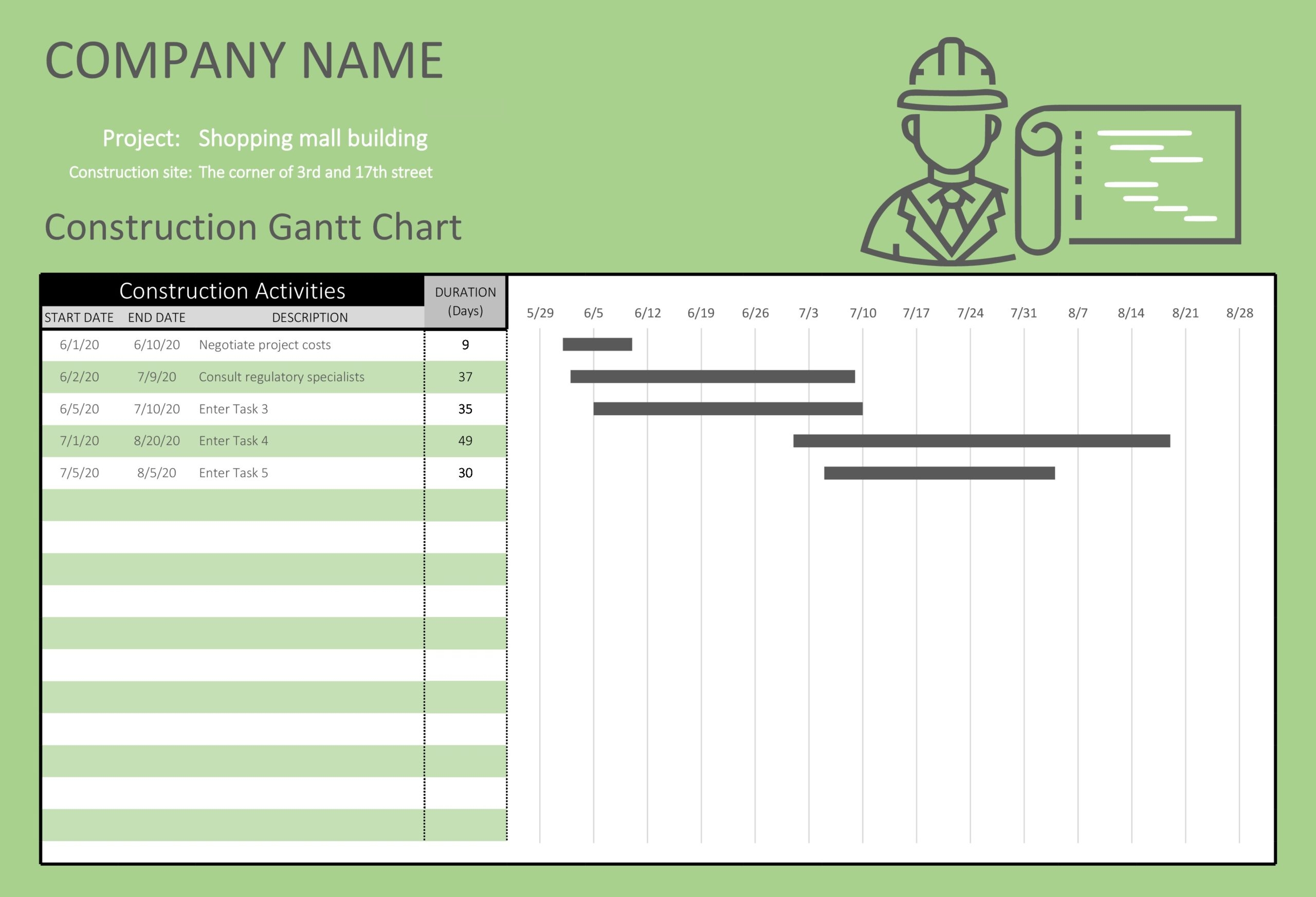 Gantt Chart Template Free