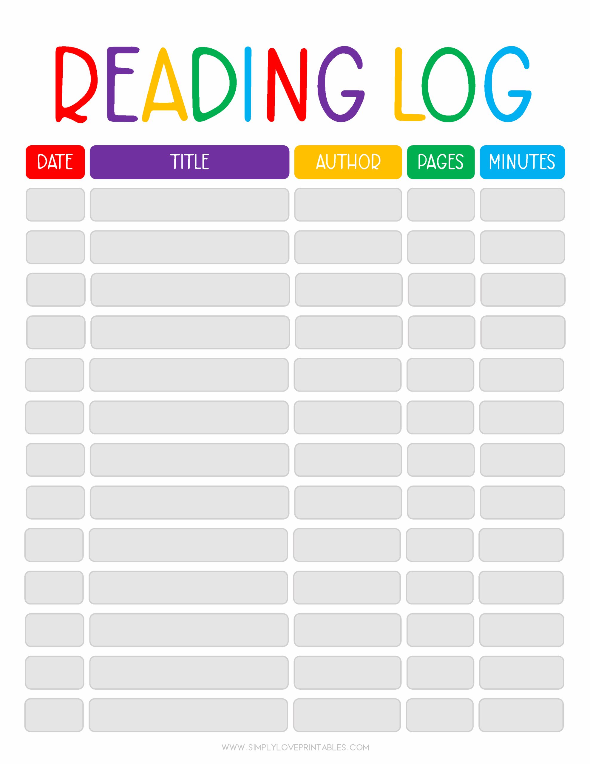 Free Printable Reading Log Pdf