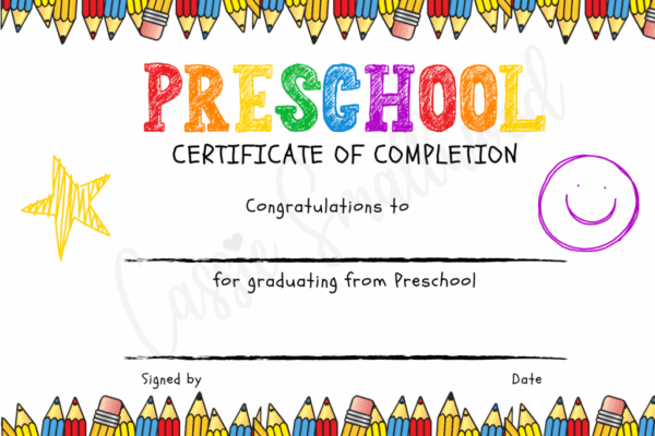 20 Preschool And Kindergarten Graduation Certificates FREE