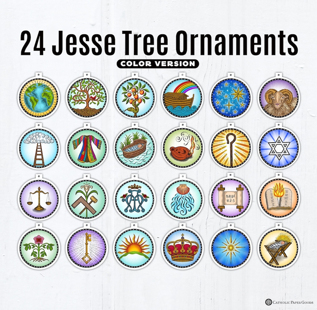 24 Jesse Tree Printable Color Ornaments PDF Full Color Ornaments 