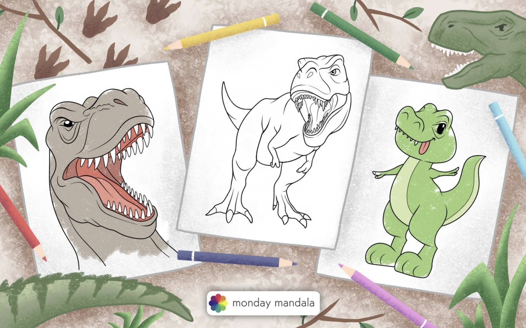T Rex Coloring Page Free Printable