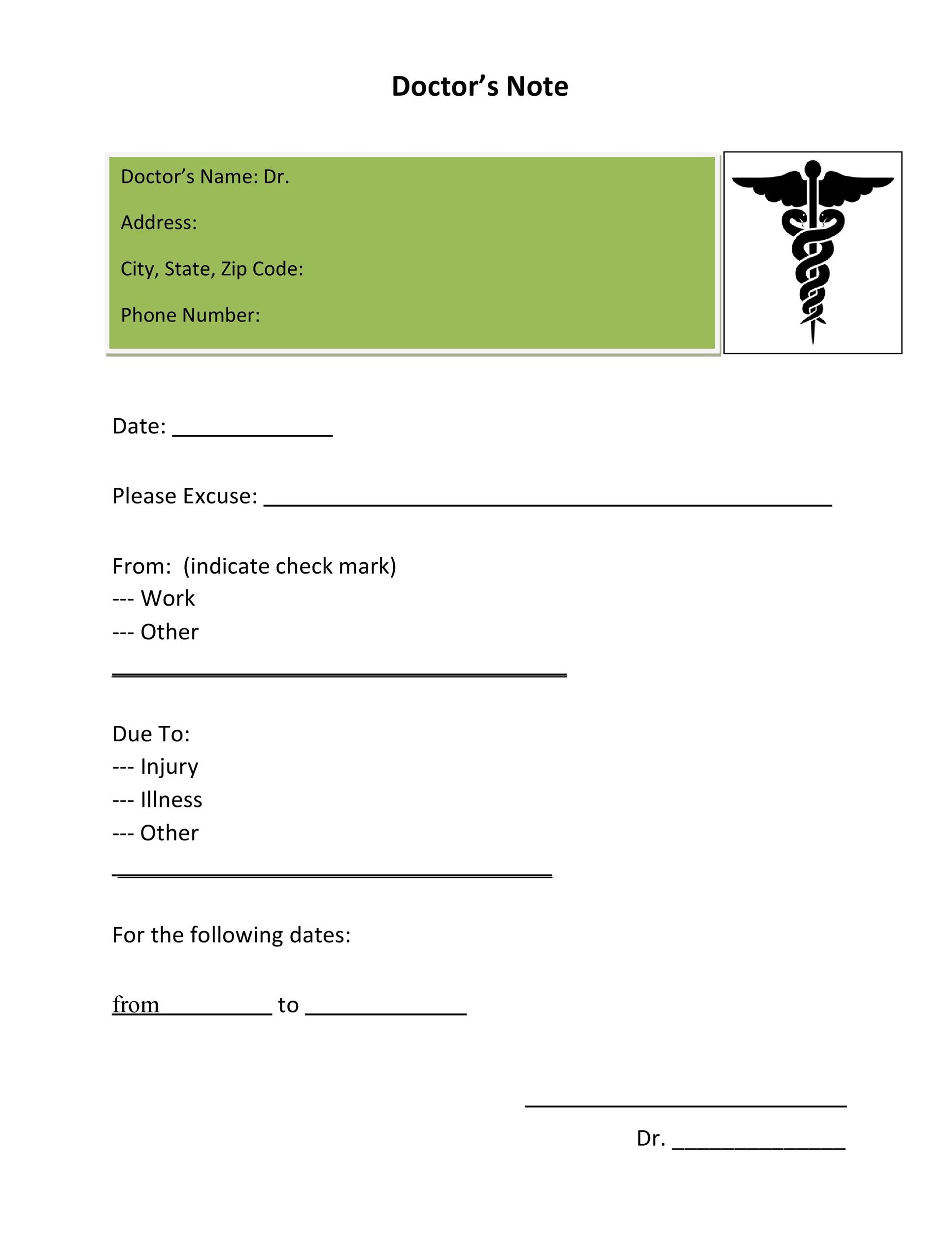 36 Free Doctor Note Templates for Work Or School