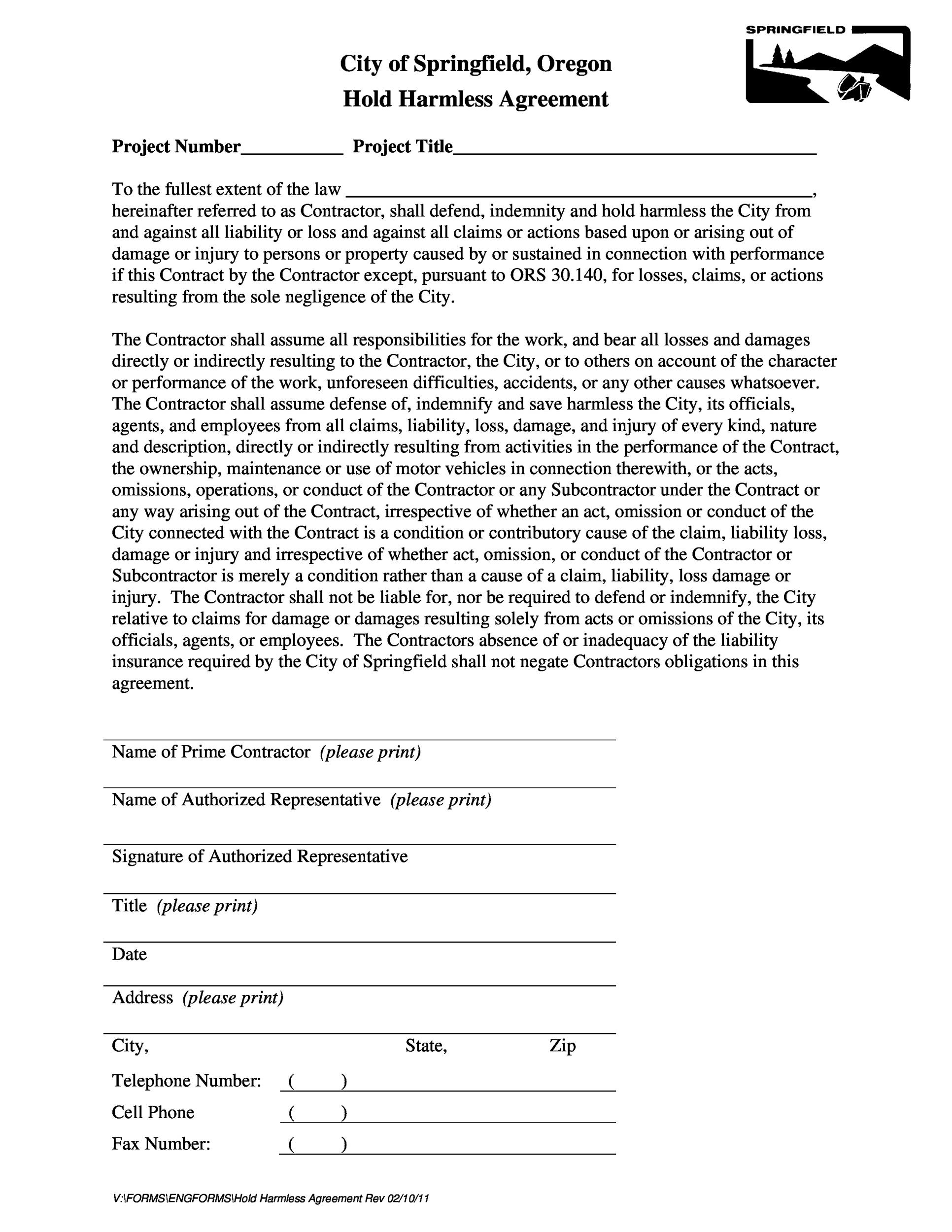 40 Hold Harmless Agreement Templates Free TemplateLab
