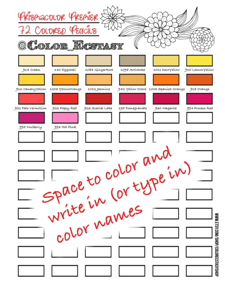 72 Color Blank Swatch Chart Template Download And Print For 