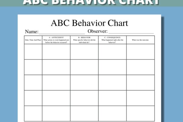 ABC Behavior Chart Printable For Kids Parents Classroom ABC Behavior Consequence Analysis Antecedent Behavior Consequence Chart Etsy