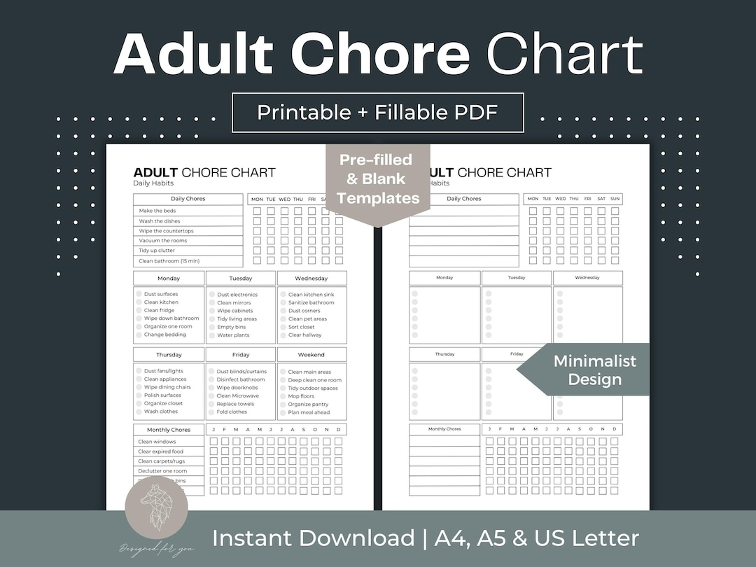 Printable Adult Chore Chart