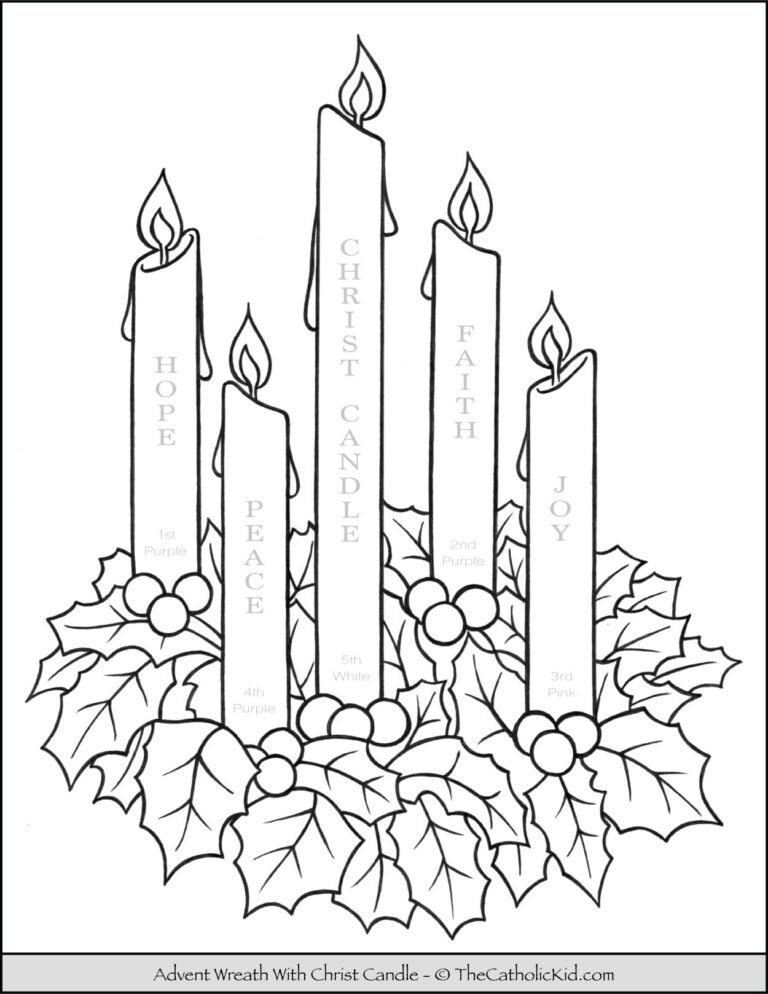 Advent Wreath Coloring Page With Candle Names U0026 Meanings 