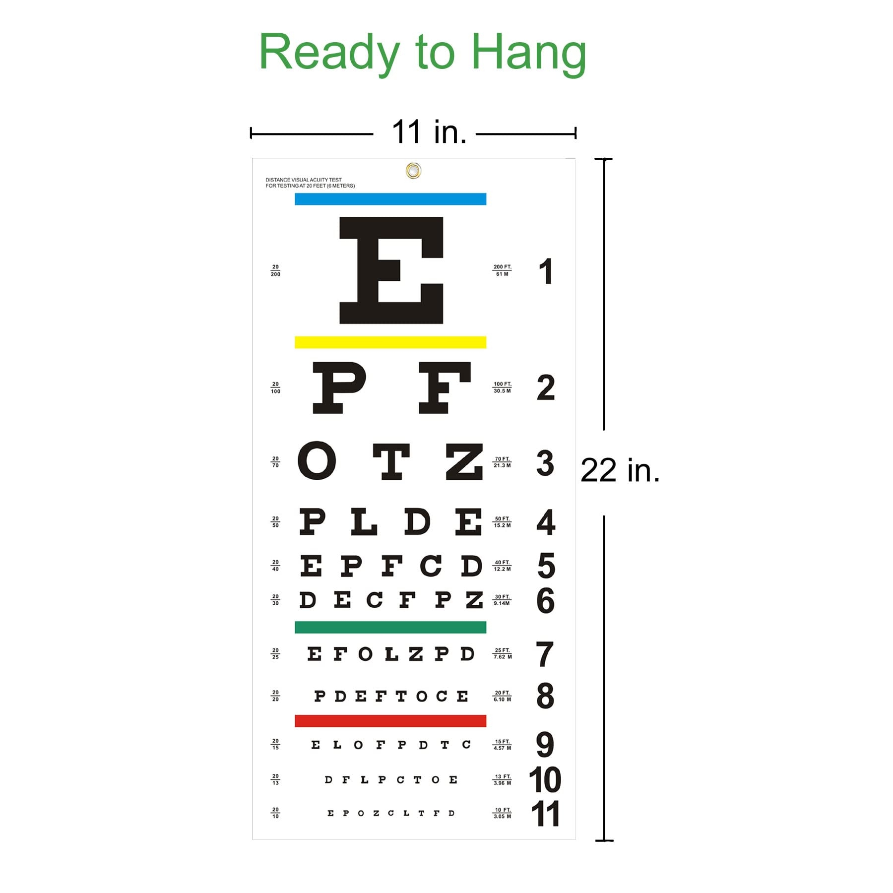 Amazon Eye Chart Upgraded Snellen Eye Chart For Eye Exams 20 Feet 22x11 Inches Plastic Low Vision Eye Charts Wall Chart With Metal Eyelet For Kids Gifts Wall Decoration 20 Feet Test
