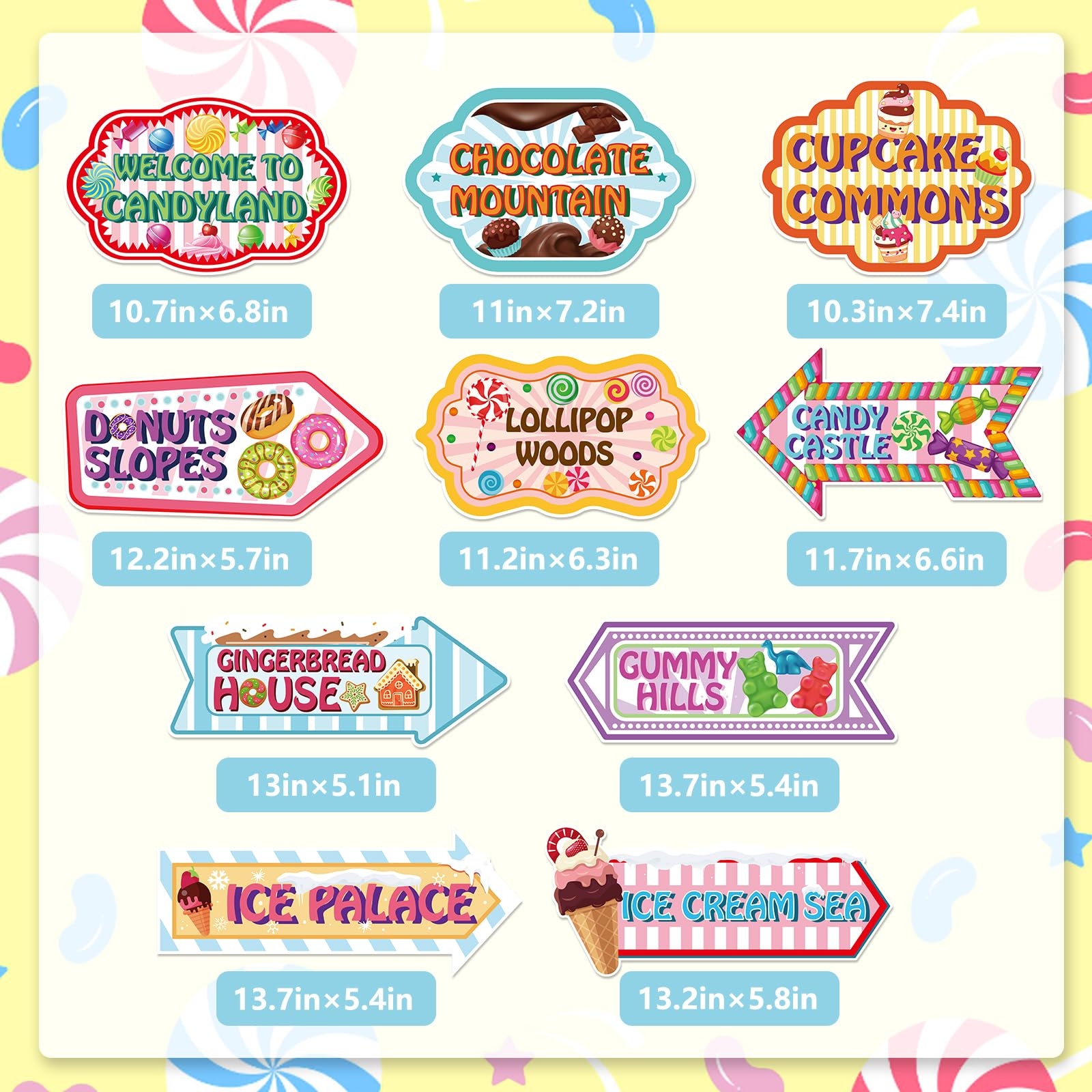 Amazon KALEFO Candyland Party Decorations Candy Land Sign Welcome Birthday Decor Directional Street Arrow Signs For Kids Sweet Theme Supplies 10 