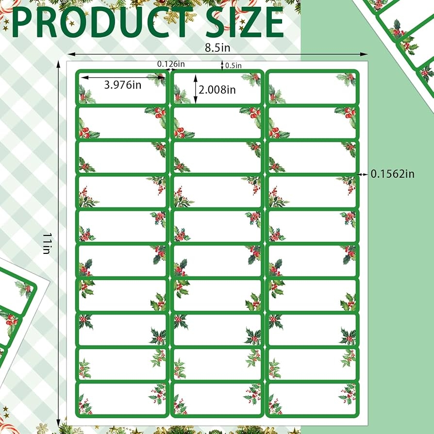 Amazon Spiareal 750 Pcs Christmas Address Labels 1 X 2 625 Inch Printable Gift Tags Compatible With Laser And Ink Jet Printer Mailing Label 30 