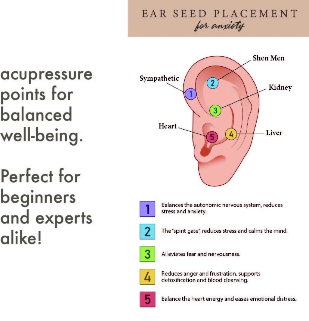 Anxiety Ear Seed Placement Chart Comprehensive Acupuncture Ear Chart Guide Ear Seeding Chart Helps Place Ear Seeds Cheat Sheet