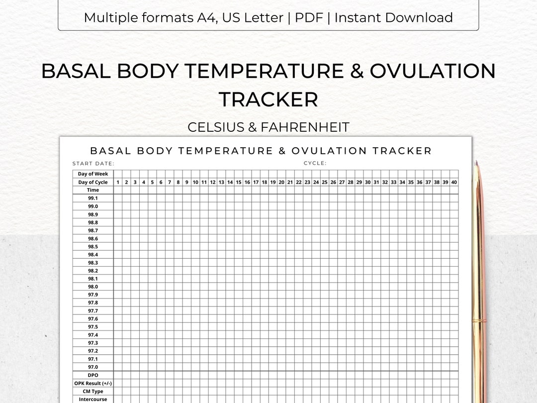 BASAL BODY Temperature U0026 Ovulation Tracker Printable BBT Chart Fertility Pregnancy Period Tracker Digital Download Pdf A4 Us Letter Etsy