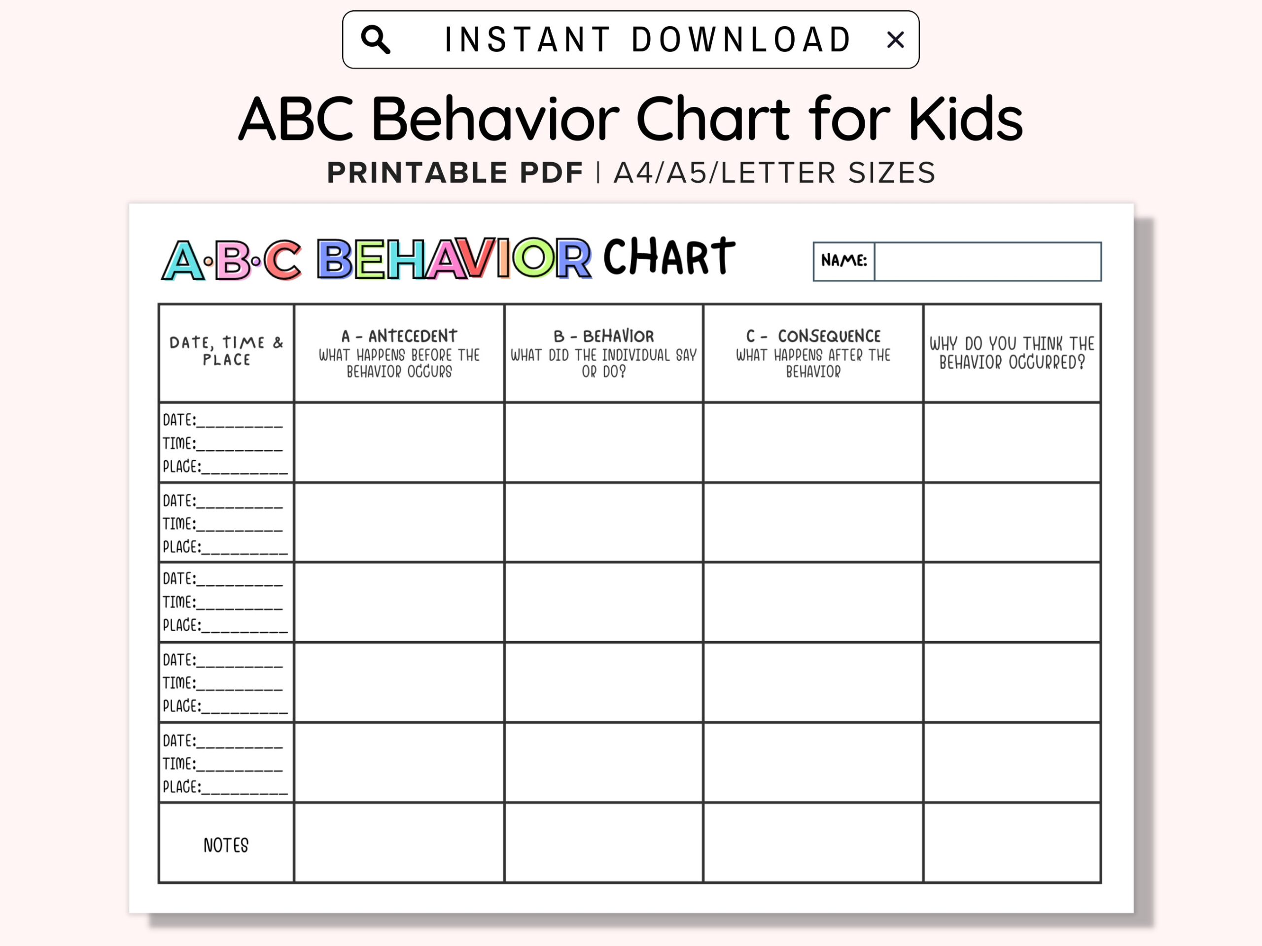 Behavior Chart For Kids Behavior Chart Behavior Reward Chart Printable Behavior Chart Good Behavior Chart Classroom Behavior Chart Etsy