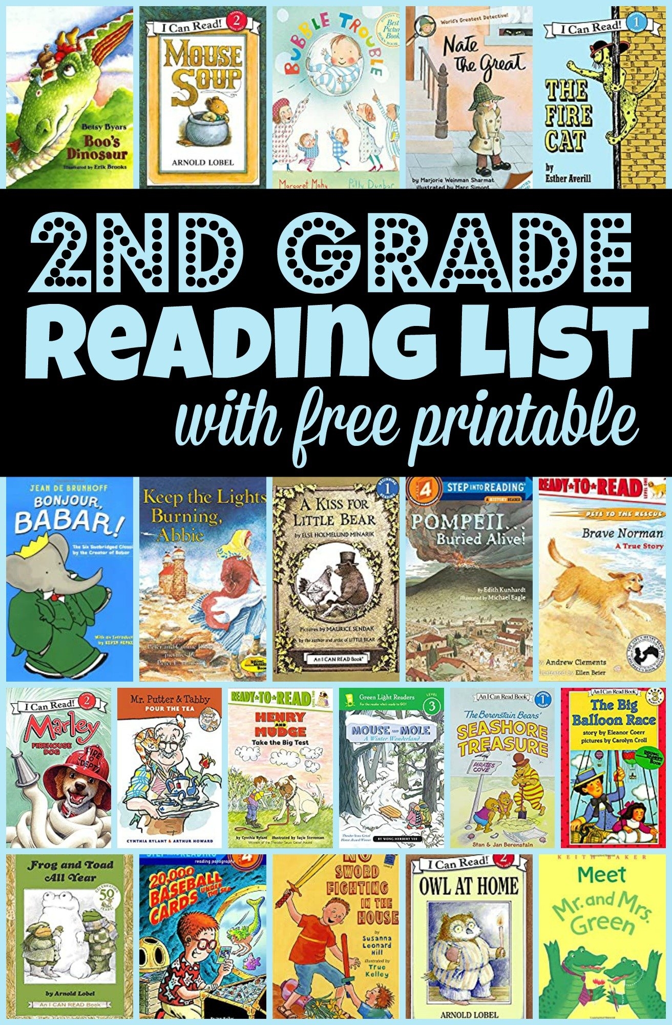 BEST 2nd Grade Reading Books List free Printable