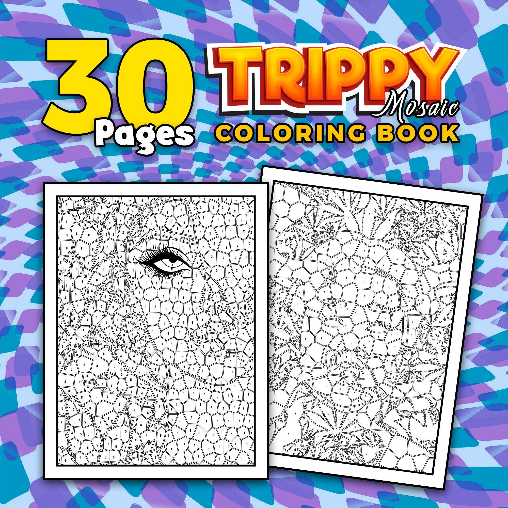 BEST VALUE Trippy Mosaic Color By Number Stoner Printable 