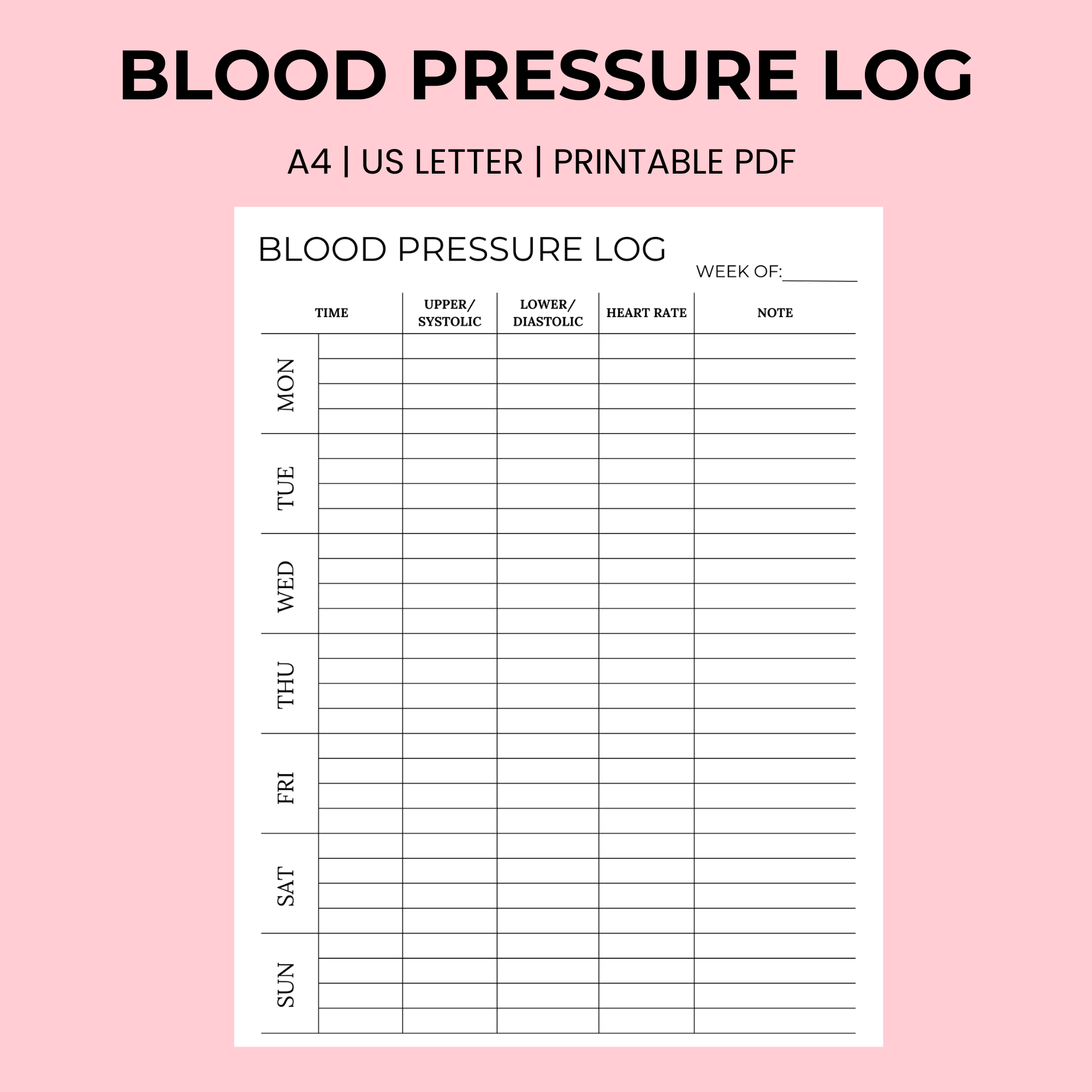 Printable Chart For Blood Pressure