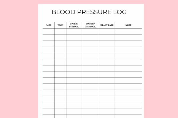 Blood Pressure Log With Heart Rate PDF Printable Include Two Version
