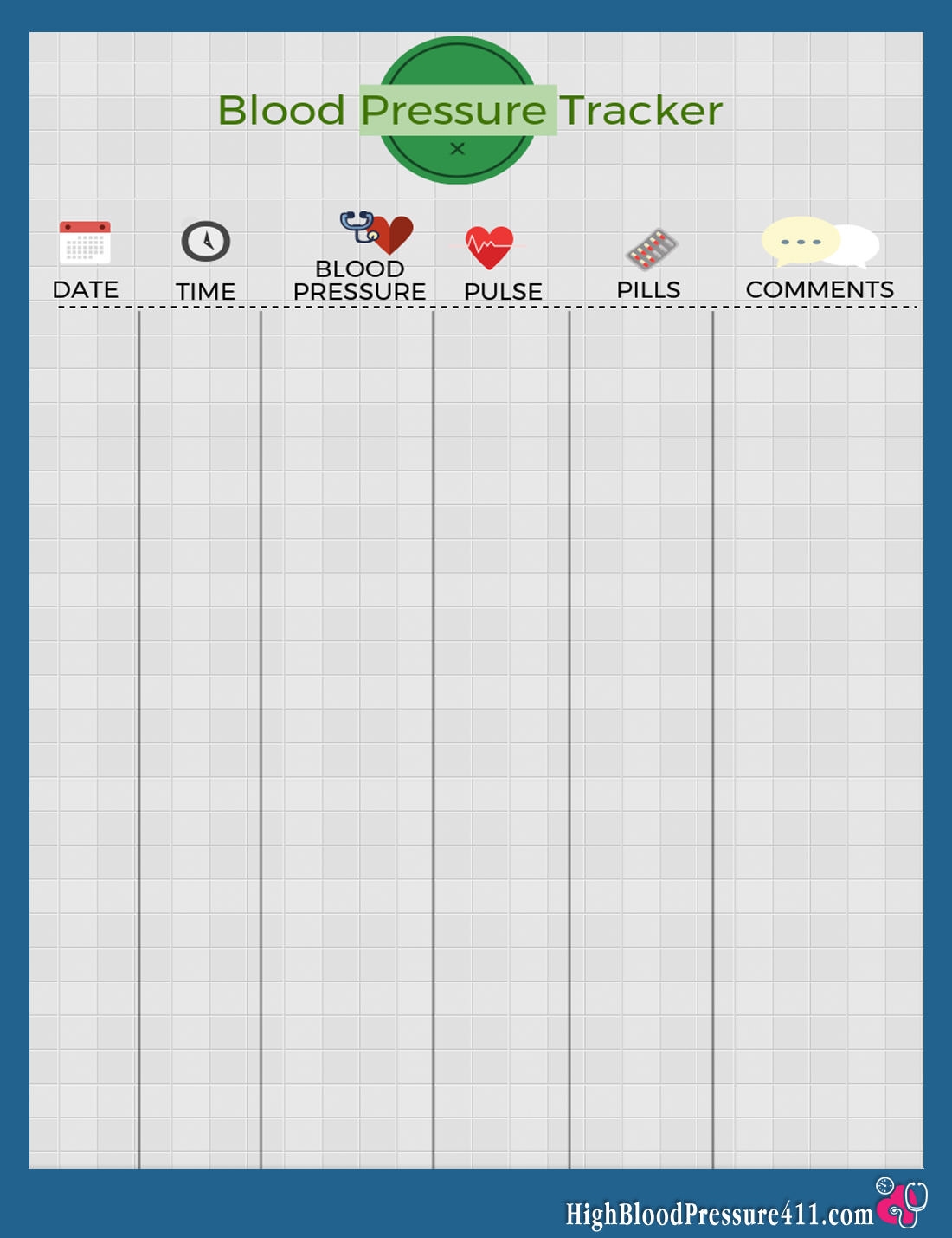 Blood Pressure Tracking Chart Printable