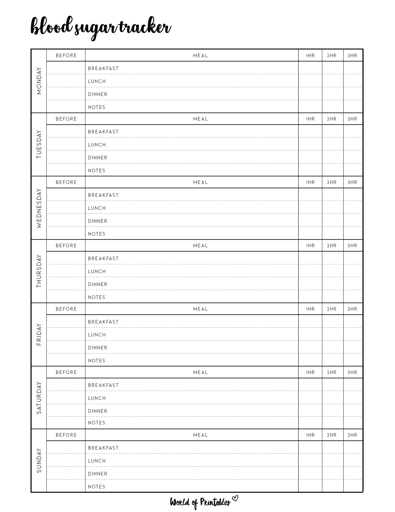 Printable Blood Sugar Chart Pdf