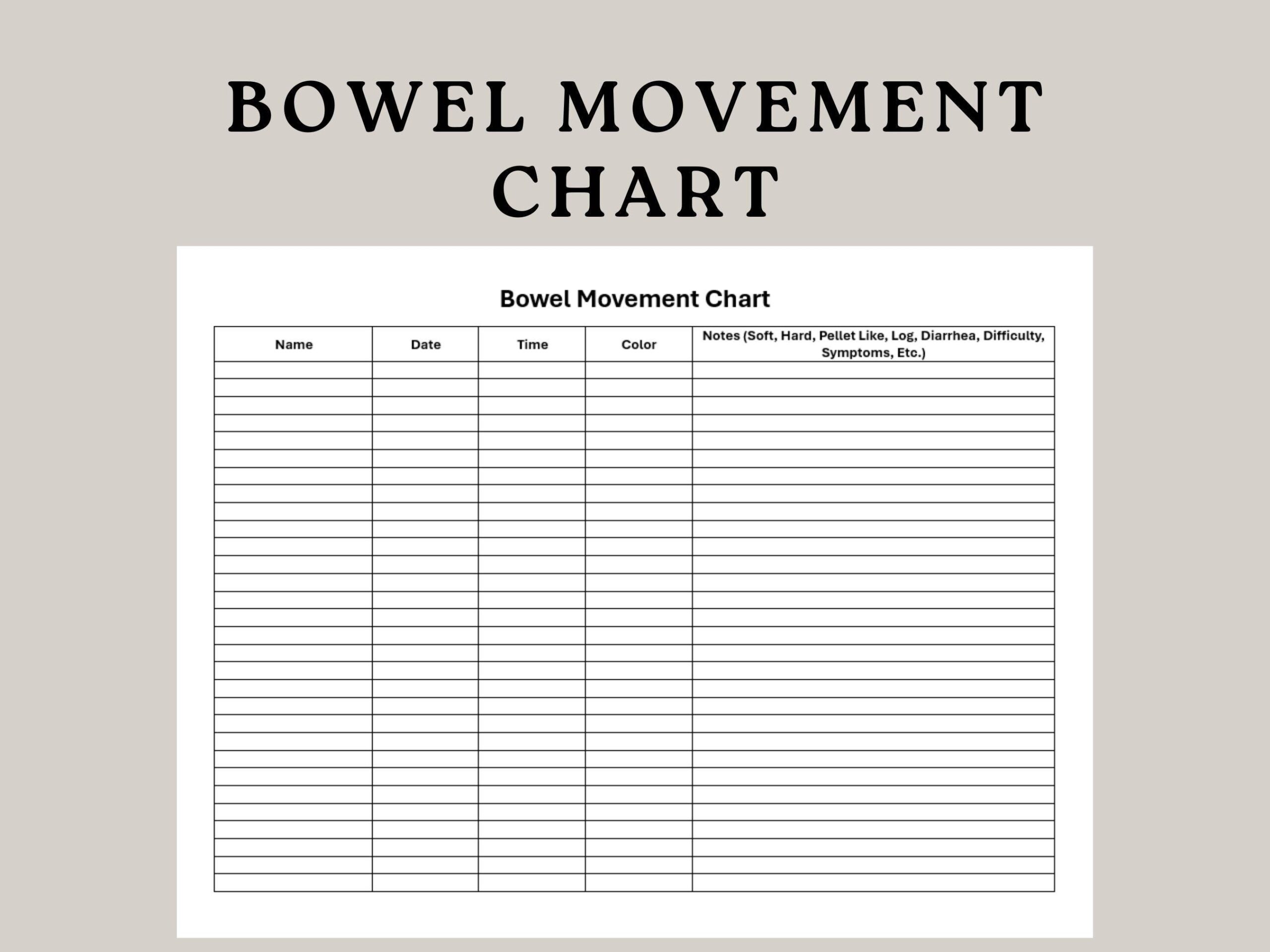 Free Printable Bowel Movement Record Chart Printable Chart Template