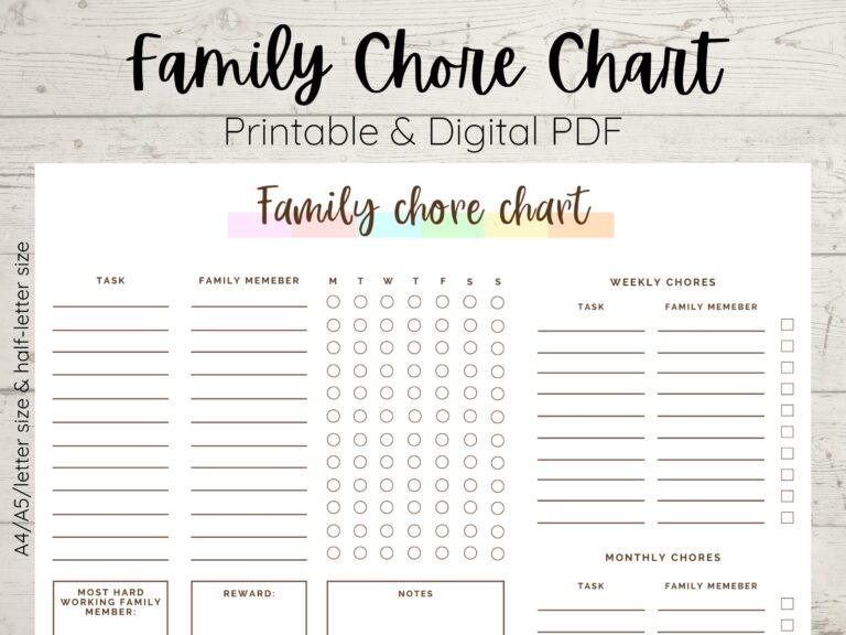 Buy Family Chore Chart Printable Chore Checklist Family Worksheets Library