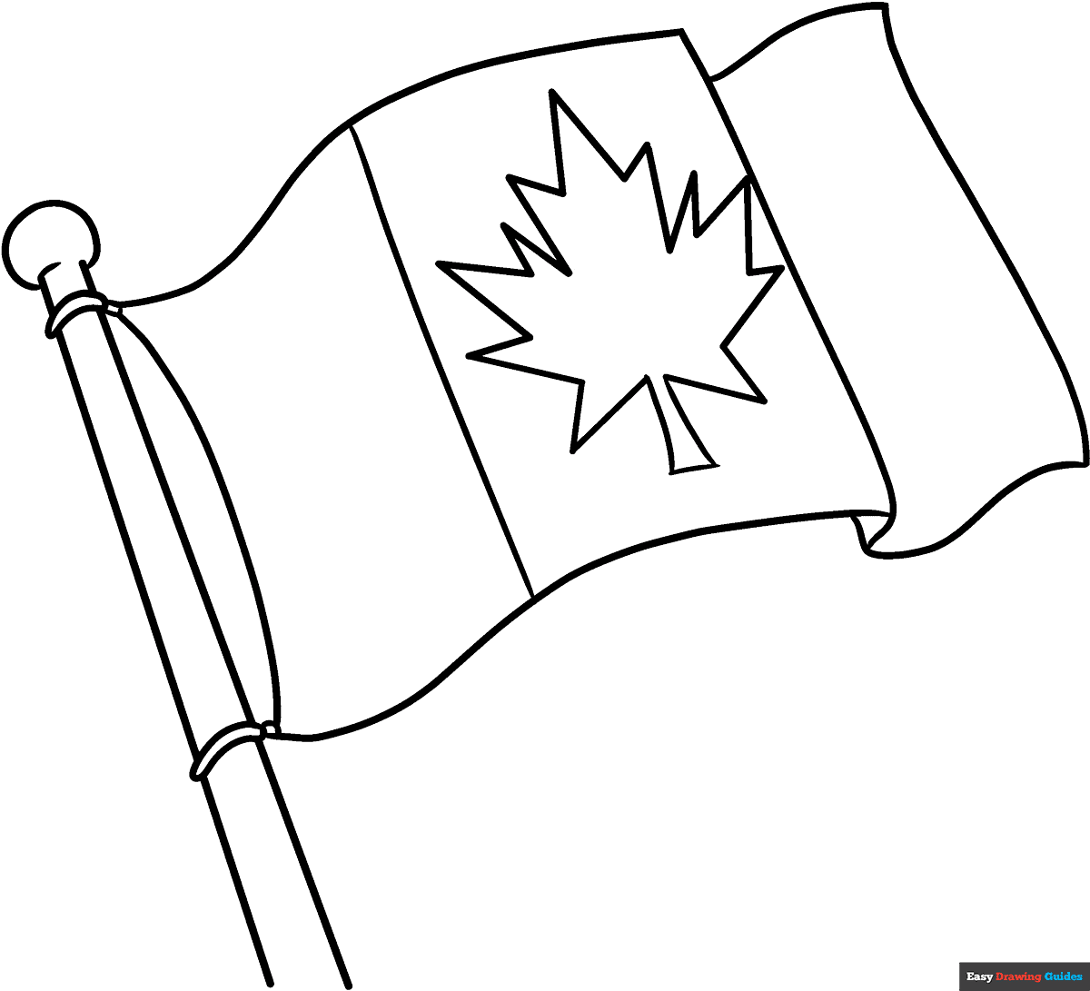 Canadian Flag Coloring Page Easy Drawing Guides