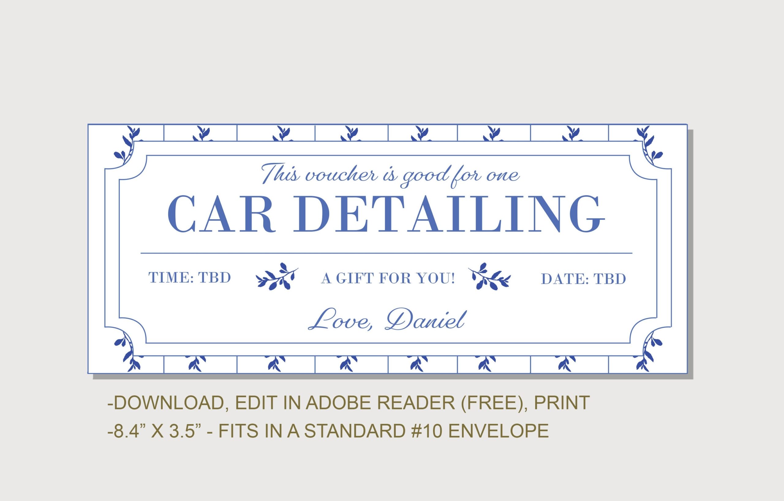 Car Detailing Coupon Voucher INSTANT DOWNLOAD EDITABLE Text Printable Personalized Certificate Birthday anniversary Graduation Etsy