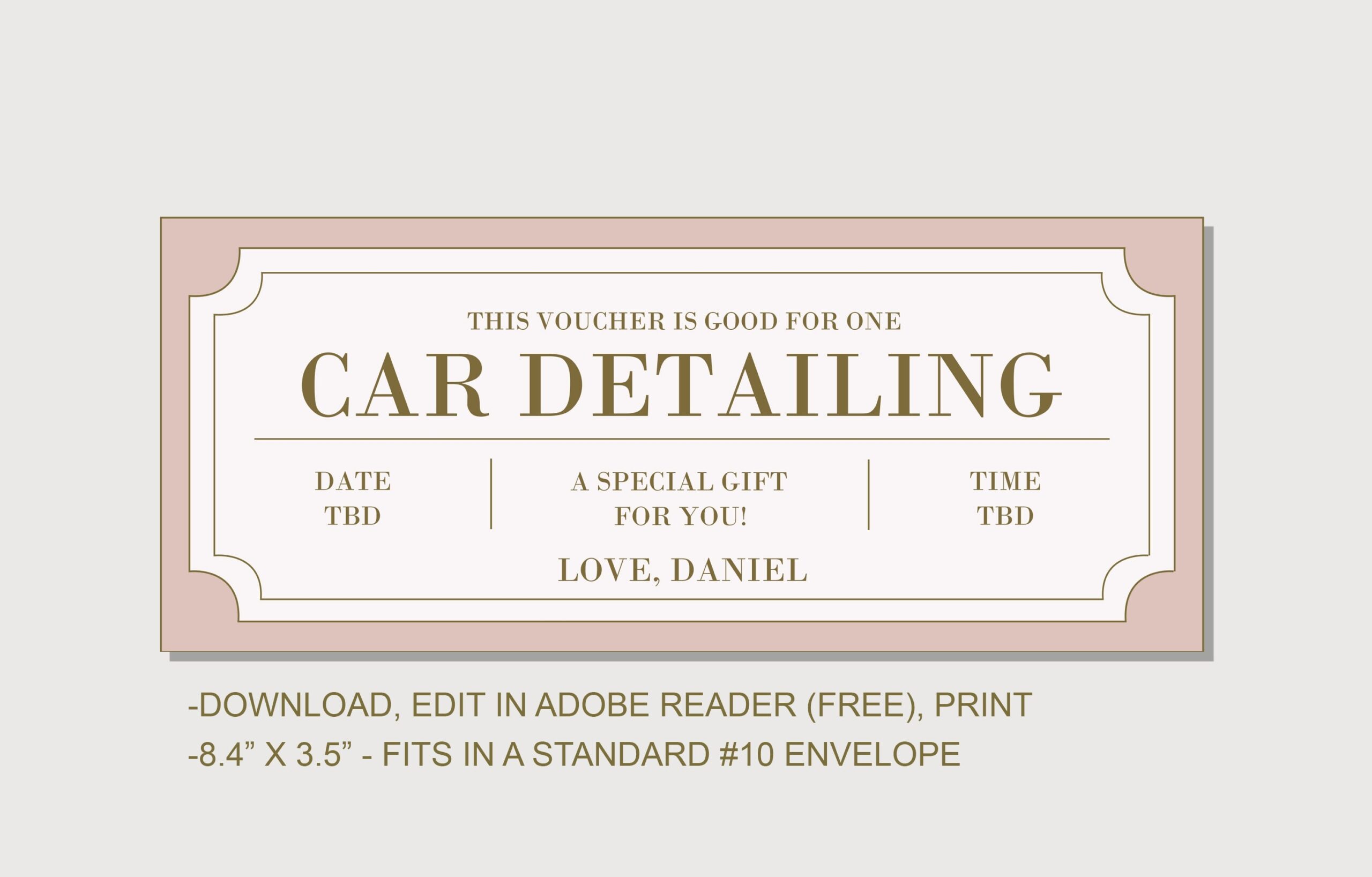 Car Detailing Coupon Voucher INSTANT DOWNLOAD EDITABLE Text Printable Personalized Certificate Birthday Anniversary Graduation Etsy