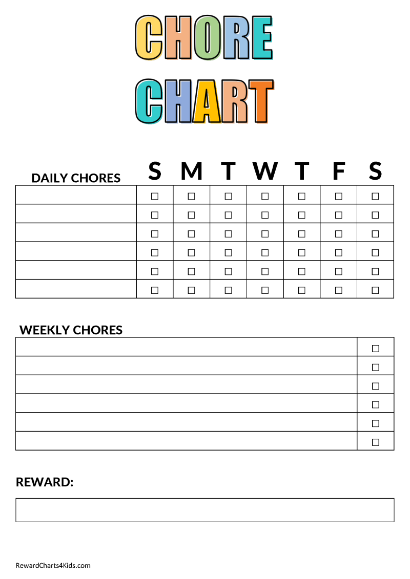 Chore Chart Template Free Printable