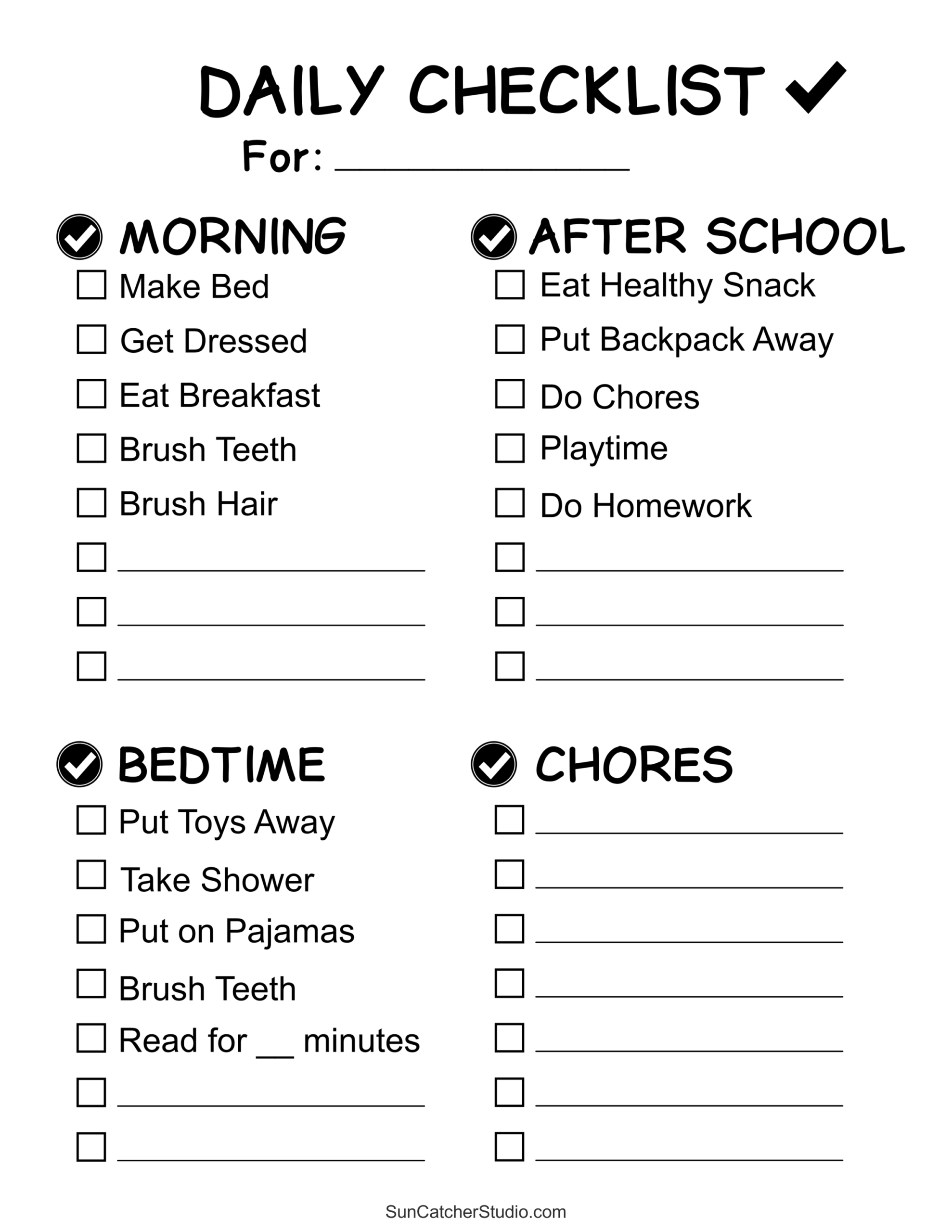 Printable Chore Charts Pdf