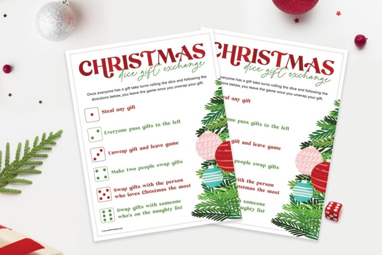 Christmas Dice Game FREE Printable For Gift Exchange Favorite Printables