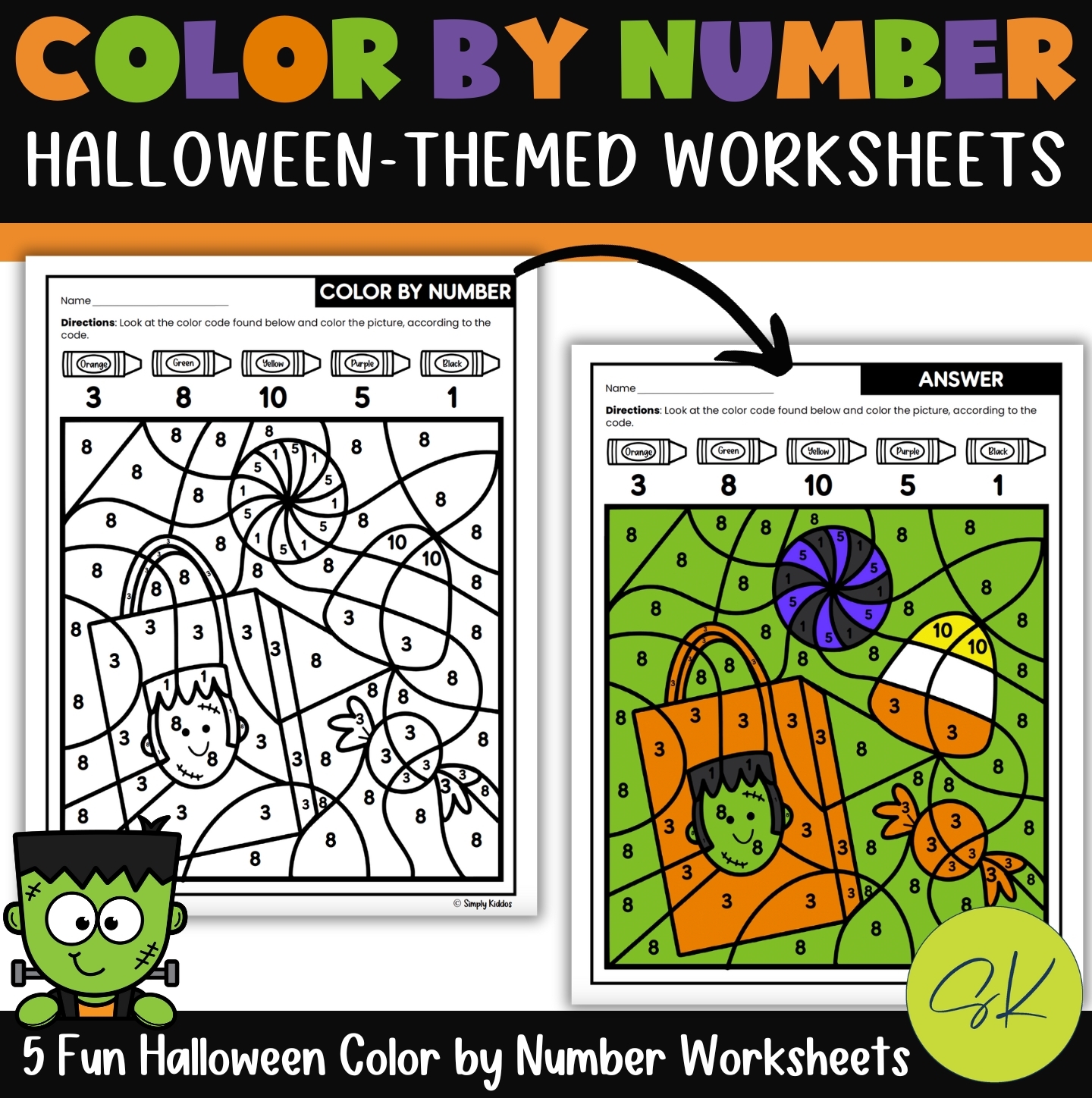 Free Printable Color By Number Halloween