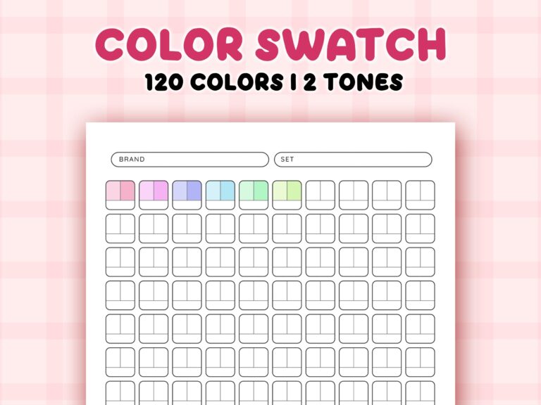 Color Swatch Chart Printable Blank Color Swatches Sheets PDF Alcohol Markers Blank Color Chart Printable 120 Color Test Etsy