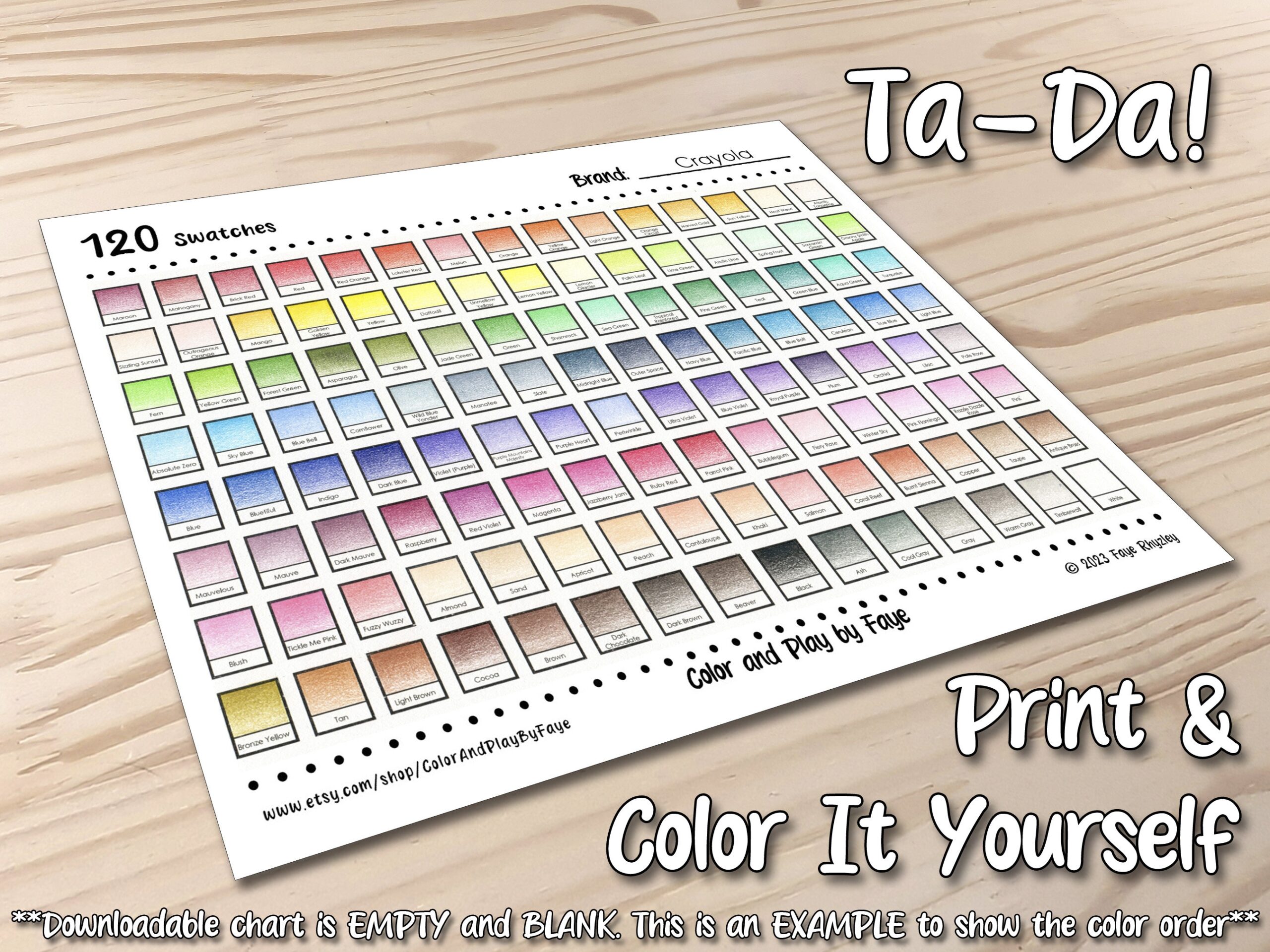 Printable Crayola Color Chart