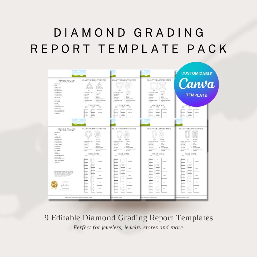 Diamond Grading Report Template 8 5x11