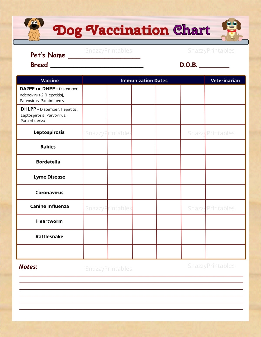 Printable Immunization Chart