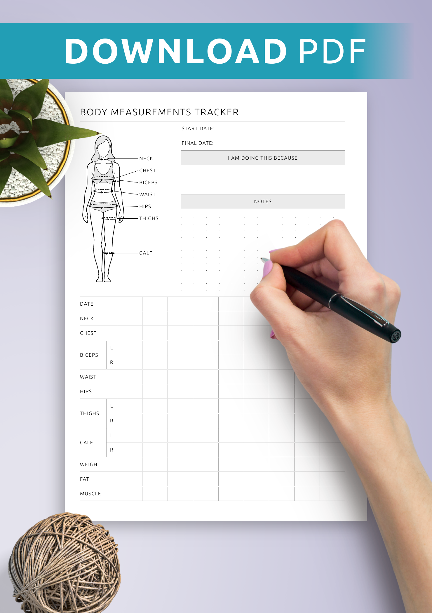 Body Measurement Chart Printable