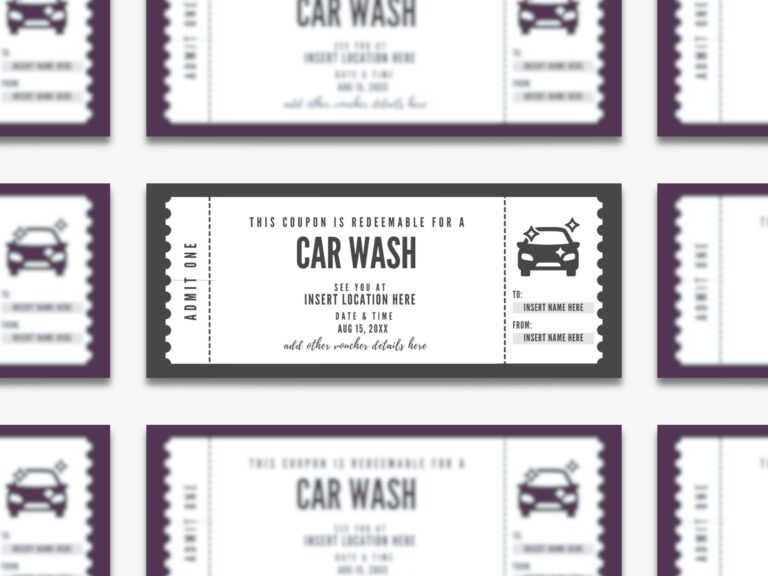 Editable Car Wash Coupon Template Custom Car Wash Ticket Printable Car Cleaning Gift Certificate PDF Etsy