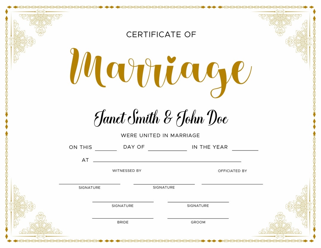 Free Printable Blank Marriage Certificates