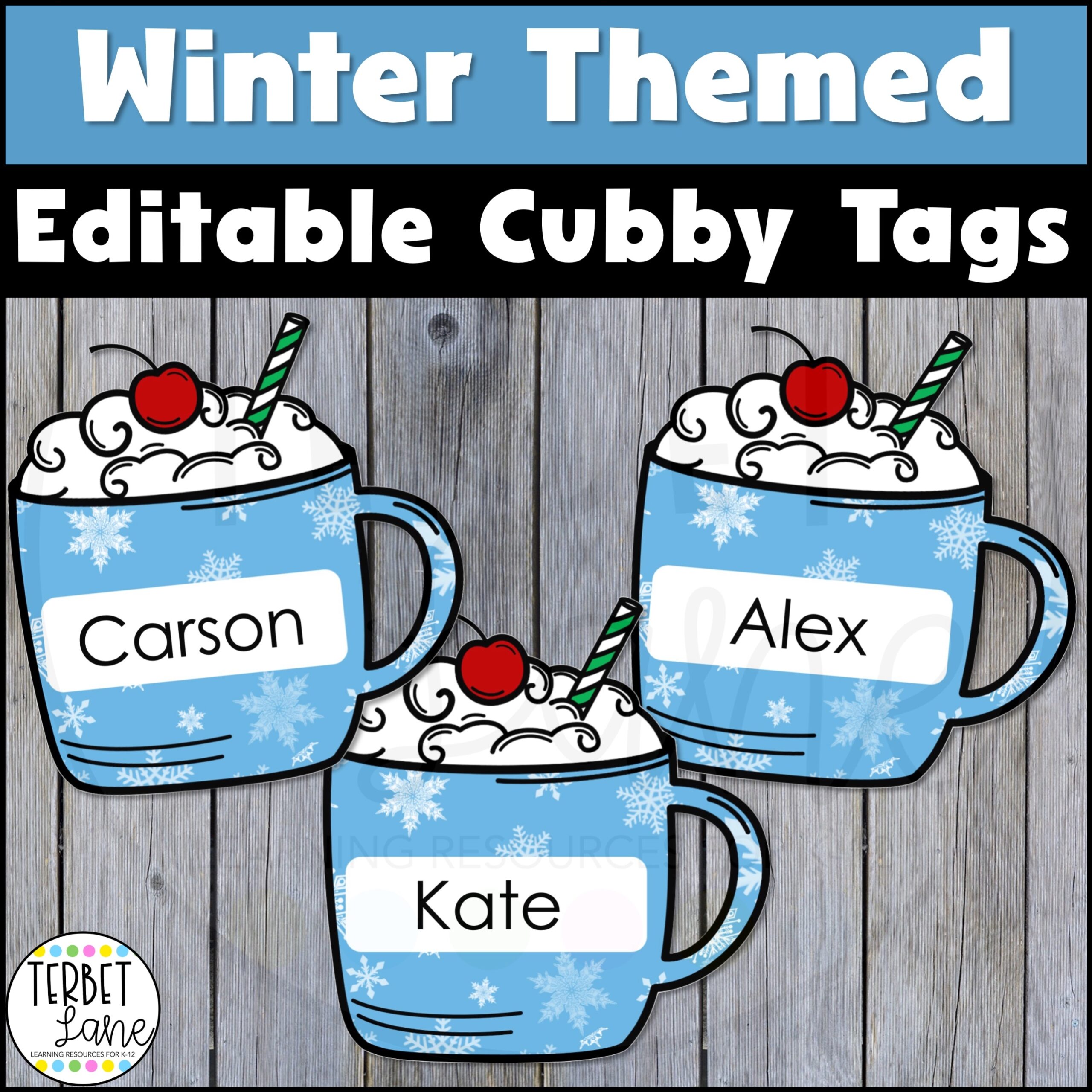 Editable Winter Cubby Tags Cubby Name Labels Locker Name Tags Classful