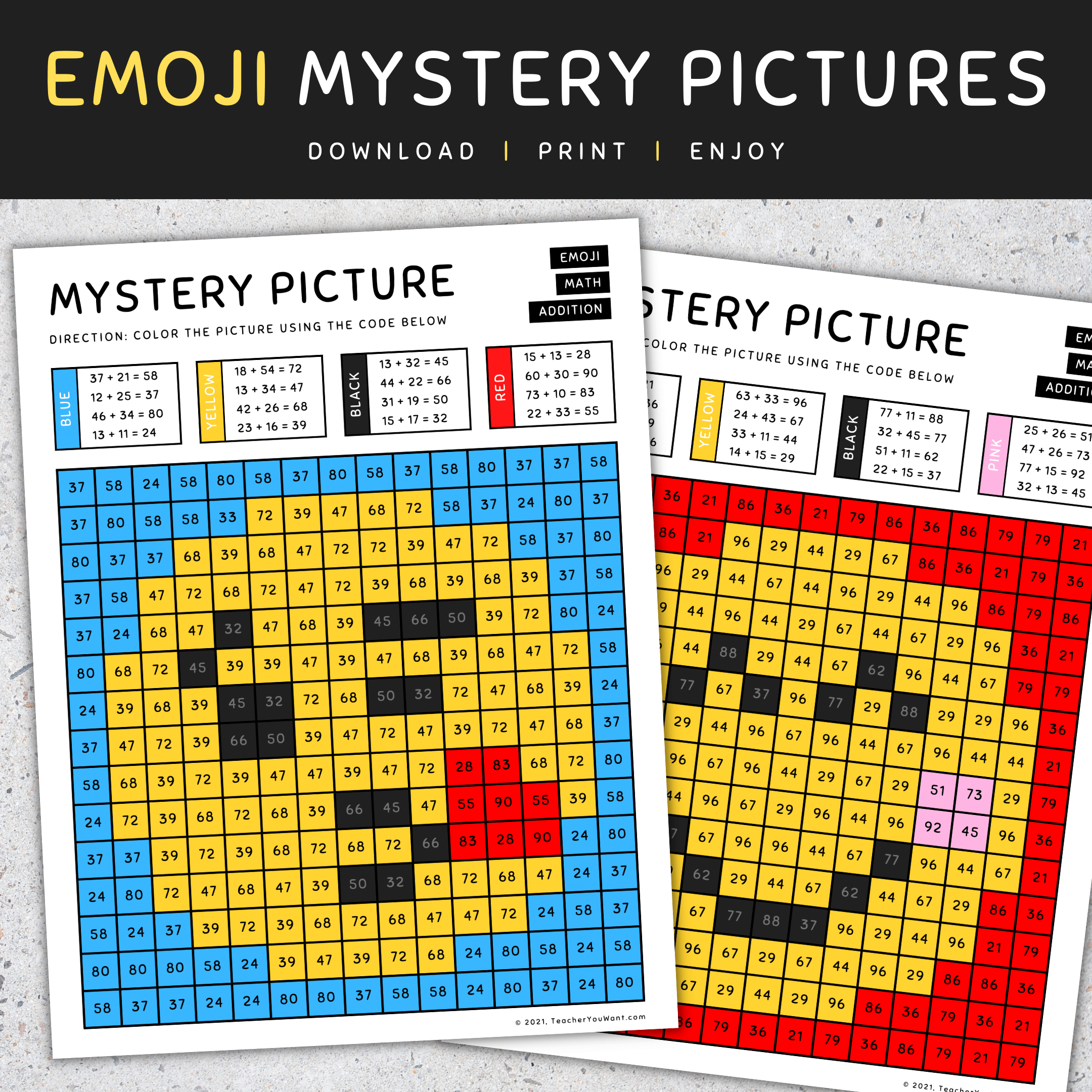 Mystery Color By Number Free Printables