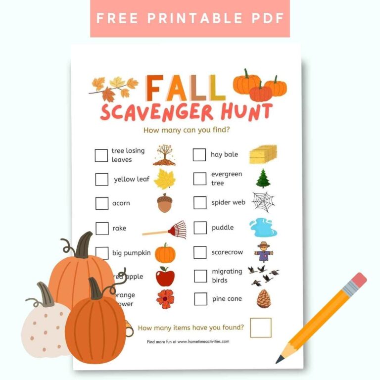 Fall Scavenger Hunt For Kids Free Printable PDF