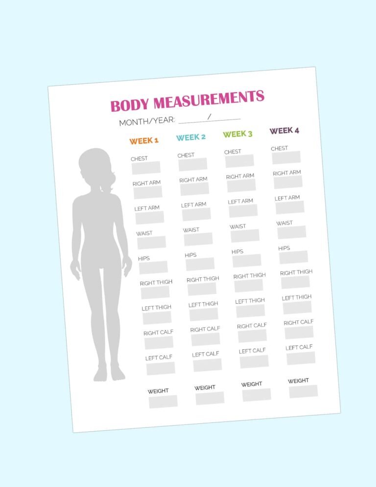 Female Printable Body Measurement Chart