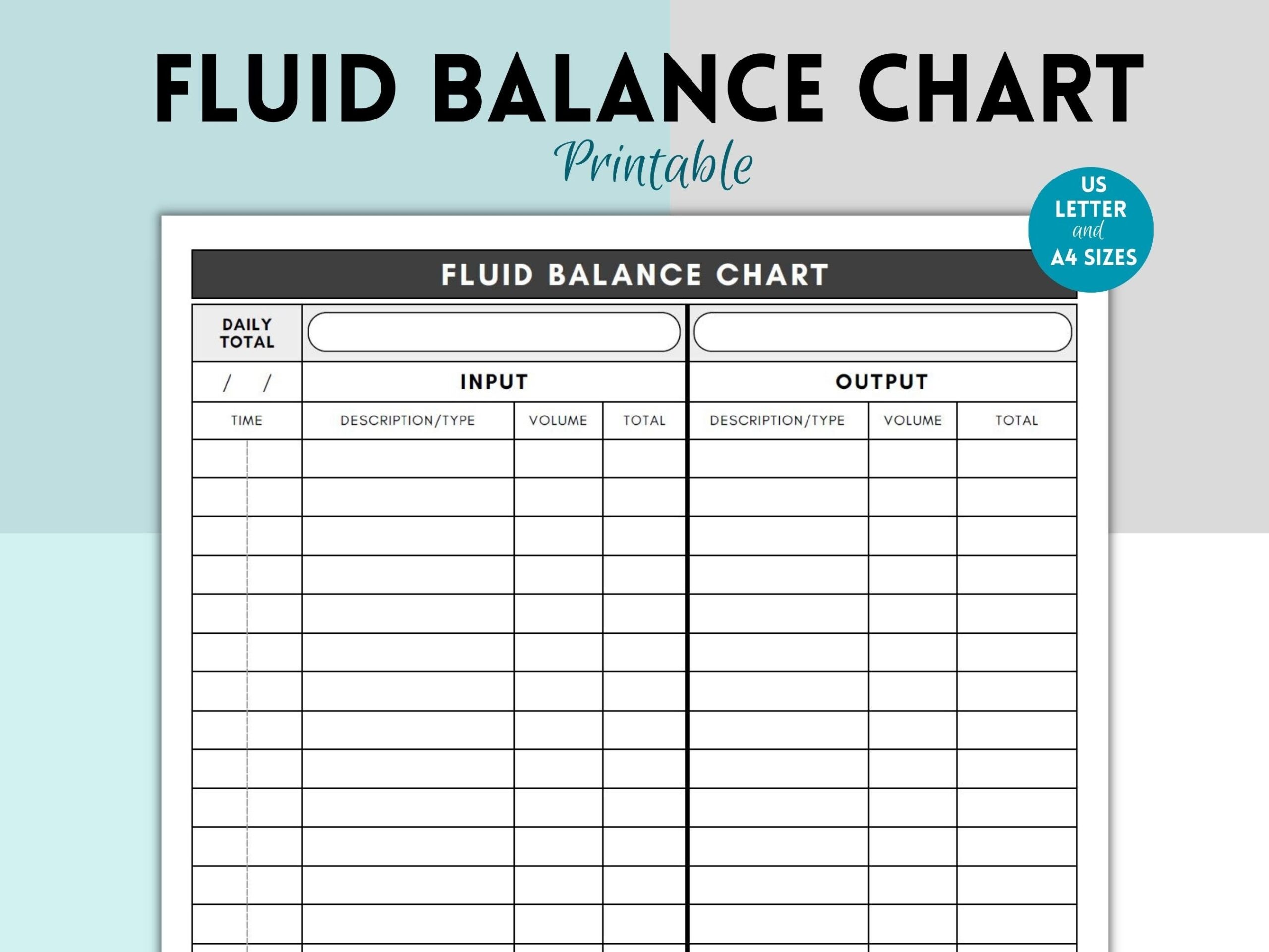 Fluid Balance Chart Fluids Intake And Output Record Intake And Output Tracker Health Care Professionals Form Medical Binder Insert Etsy UK