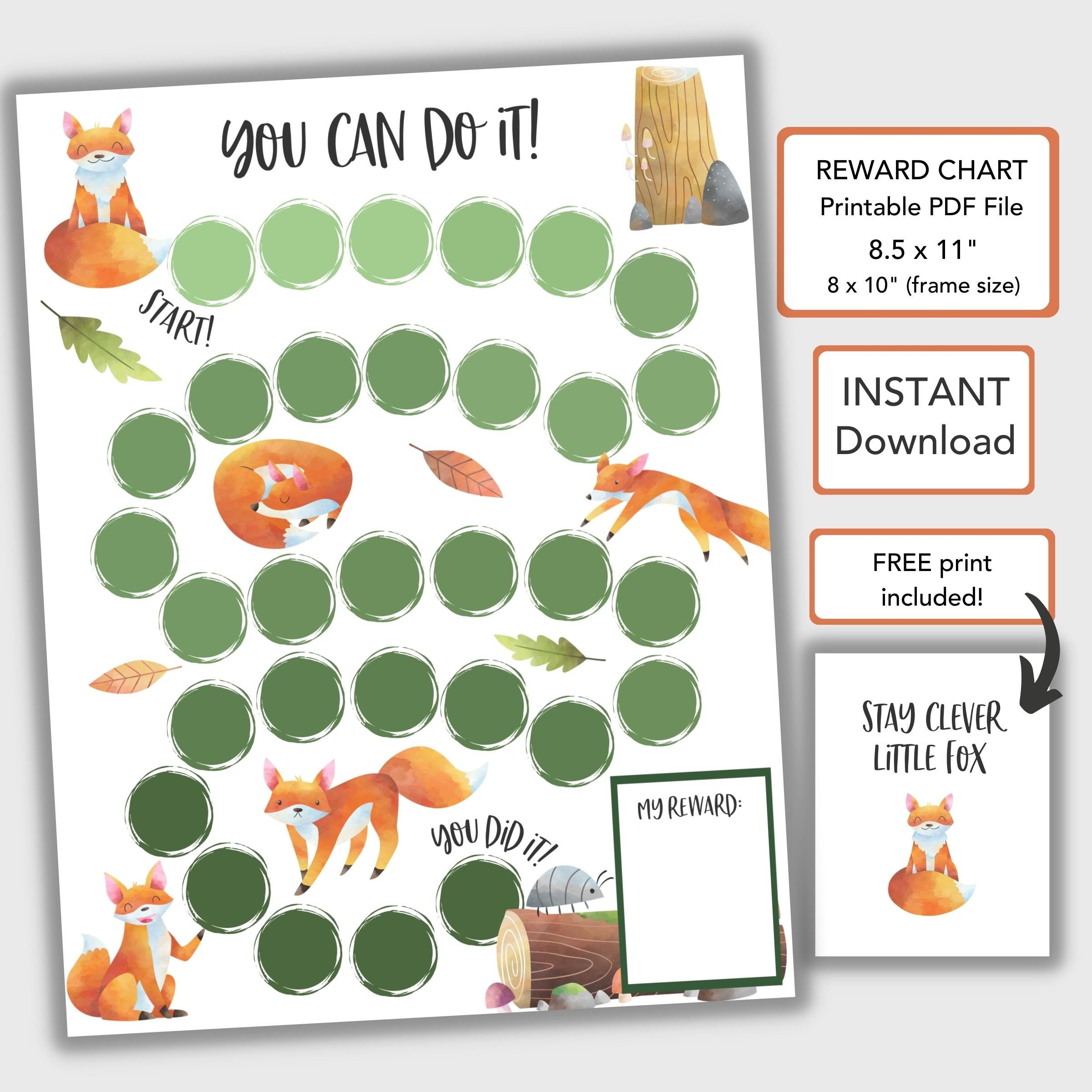 Fox Reward Chart For Kids Behavior Chart Printable Chore Chart 