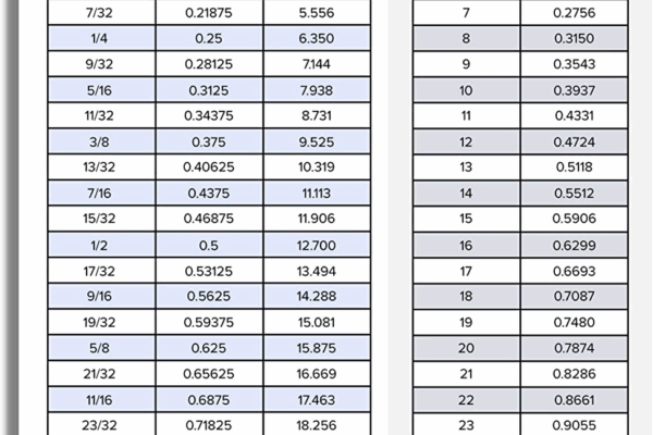 Fraction To Decimal To Millimeter Mm Conversion Chart Magnet